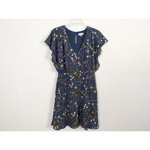 Storee‎ summer above knee low V neck floral ruffled sleeve dress sz M
